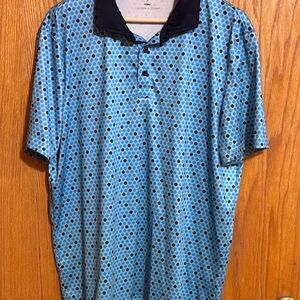 Grayson & Dunn golf men’s sz large Stylish‎ Blue Polka Dot Polo Shirt